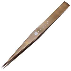 Tronex Economy Tweezers, 410 Stainless Steel, Gold, General Purpose, Medium Fine Tip, Style AA