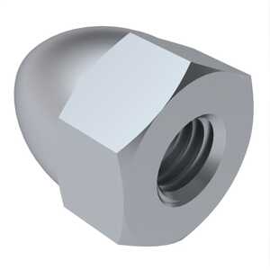 1/4"-20 High Crown Acorn Capnut, 7/16" W X 19/32" H, Stainless Steel, Zinc Clear Trivalent, Commercial.