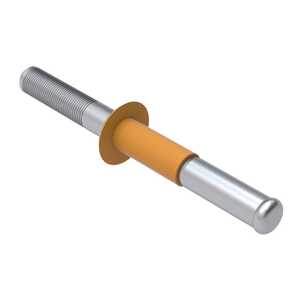 1/4" Nominal Dia., Protruding Head, Self-Plugging Blind Rivet, Serrated Stem, Aluminum Alloy, Finish Optional, Orange Sleeve, Grip Range .251"-.312"