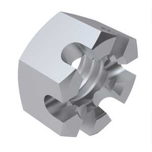 1"-12 Aluminum Alloy, Castellated Hex Nut, Anodized. Mil-Spec AN320