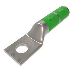 Burndy Compression Terminal, 1 AWG, Copper, 1 Hole, #10 Stud, Long Barrel