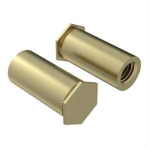 Self-Clinching Blind Threaded Standoff, 6-32 x 0.437" L, Steel, Zinc Yellow