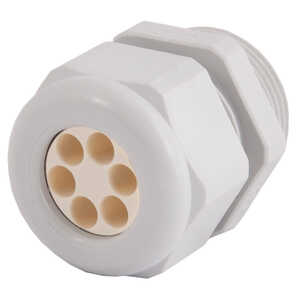Sealcon Multi Hole Liquid Tight Cord Grip, 1" NPT Thread, 6.5 mm Conductor Size, Nylon, Gray