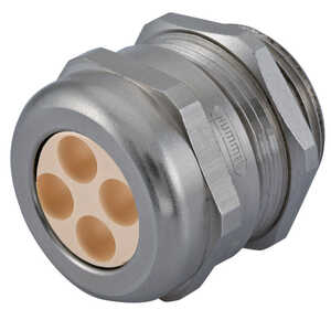 Sealcon Multi Hole Liquid Tight Cord Grip, 1" NPT Thread, 9 mm Conductor Size, Brass, Nickel