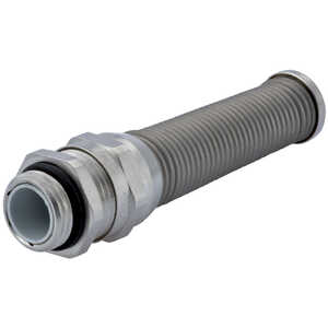Sealcon Pigtail Liquid Tight Cord Grip, 1/2" NPT Thread, 6 - 12 mm Cable Size, Brass, Nickel W/ Buna-N Insert