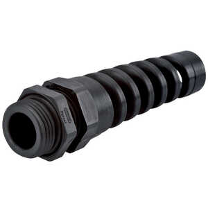 Sealcon Pigtail Liquid Tight Cord Grip, 1/2" NPT Thread, 5 - 9 mm Cable Size, Nylon, Gray W/ Buna-N Insert