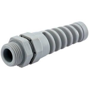 Sealcon Pigtail Liquid Tight Cord Grip, 1/2" NPT Thread, 5 - 9 mm Cable Size, Nylon, Black W/ Buna-N Insert