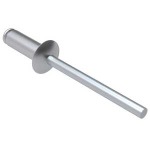 POP .078" Dia., Domed Head Open End Blind Rivet, Aluminum/Steel, Grip Range .039" - .126"