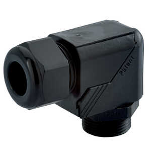 Sealcon Right Angle Snap Elbow Liquid Tight Cord Grip, 1/2" NPT Thread, 10 - 14 mm Cable Size, Nylon, Black W/ Buna-N Insert