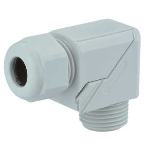 Sealcon Right Angle Snap Elbow Liquid Tight Cord Grip, 1" NPT Thread, 18 - 25 mm Cable Size, Nylon, Gray W/ Buna-N Insert