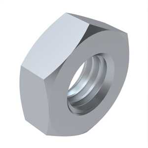 1/4"-20 Heavy Hex Jam Nut. 1/2" W X 11/64" H, Steel, Zinc Clear Trivalent, Commercial.