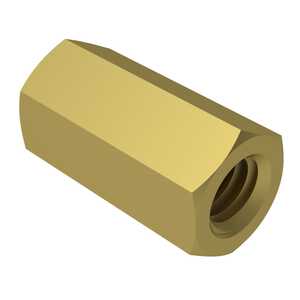 1/2" Hex Brass Female Standoff, 1/4"-20, 2-3/4" L, Cadmium Yellow