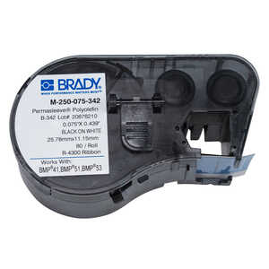 Brady BMP51 BMP53 BMP41 PermaSleeve Heat Shrink Polyolefin Wire Marking Sleeve, 80/Cartridge, Maximum Wire Gauge 8 - OBSOLETE