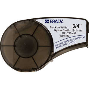 Brady Aggressive Adhesive Multi-Purpose Nylon Labels with Ribbon for M210, M211, BMP21-PLUS Printers, .75" W x 16' L