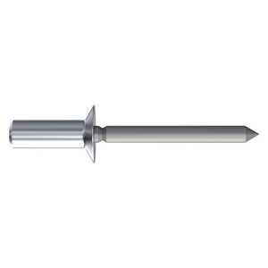 1/8" Nominal Dia., 120 Degree Countersunk Head Blind Rivet, Closed End, Aluminum Alloy, Grip Range .031"-.062", Filled Core
