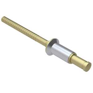 1/8" Nominal Dia., 100 Degree Flush Head Blind Rivet, Aluminum Alloy, .224" L, Grip Range .000" - .125"