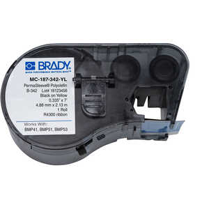 Brady BMP51 BMP53 BMP41 PermaSleeve Polyolefin Wire Marking Sleeves, .187 " Dia x 7' L, Black on Yellow - OBSOLETE