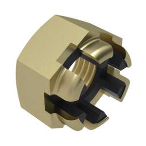 10-32 Alloy Steel, Castellated Hex Nut w/ Nylon Insert, Cadmium Finish