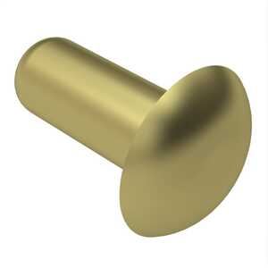 Domed Head Solid Rivet, .098" Mounting Hole Dia., 1/4" L, Brass