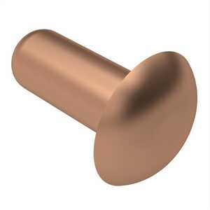 Domed Head Solid Rivet, .067" Mounting Hole Dia., 1/8" L, Copper