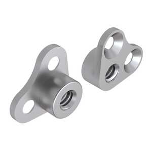 1/4-28 A286 Stainless Steel, Corner Nut Plate w/ Countersunk or Dimpled Holes, Silver Plating