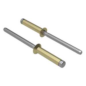 1/4" Nominal Dia., 100 Degree Flush Head Pull Type Blind Rivet, A286 Stainless Steel, Cadmium, Grip Range .469" - .532", Single Action Fastener Installed w/ Single Action Tool