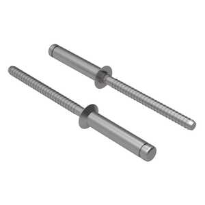 1/4" Nominal Dia., 100 Degree Flush Head Pull Type Blind Rivet, A286 Stainless Steel, Passivated, Grip Range .156" - .220", Installed w/ Single Action Tool