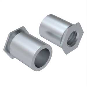 1/4"Hex Self-Clinching Blind Threaded Standoff, 6-32 X 1" L, Steel, Zinc Clear