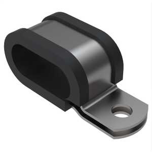 0.204" Elongated Cushion Clamp, 2 Wires, 1/4" Max Bundle Dia, Stainless Steel, Black. NAS1714C2-4NW