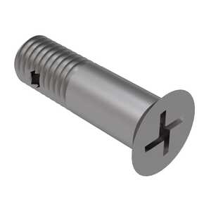 1/4"-28 X .487" Long, 100 Degree Flat Reduced Head Bolt, Offset Cruciform, Drilled Shank, A286 Stainless Steel, Passivated
