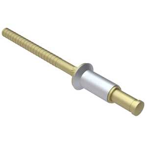 0.190" Nominal Dia., 100 Degree Flush Shear Head Bulbing Blind Rivet, Either Visible or Internal Lock Type, Aluminum Alloy Sleeve, Chem Film Clear, Alloy Steel Mandrel, Grip Range .000" - .125"