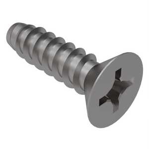 #1 X 1/4" Long, Flat 82° Head, Type B Tapping Screw, Phillips, Stainless Steel
