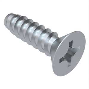 #10 X 1" Long, Flat 82 Degree Head, Type B Tapping Screw, Phillips, Steel, Zinc Clear Trivalent. Specification - ASME B18.6.3