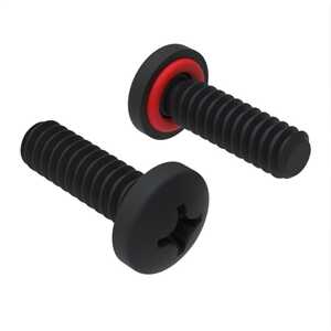 Zago 1/4"-20 X 3/8" L, Phillips, Pan Head Sealing Screw, Stainless Steel, Black Oxide, Silicone O-Ring