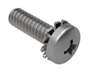 1/4"-20 X 1/2" L, Phillips, Pan Head SEMS Machine Screw, External Tooth Lock Washer, 316 Stainless Steel, Passivated. Specification - ASME B18.13