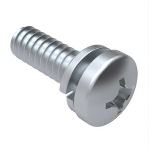 1/4"-20 X 1" L, Phillips, Pan Head, SEMS Machine Screw, Split Lock Washer, Steel, Zinc Clear Trivalent. Specification - ASME B18.13