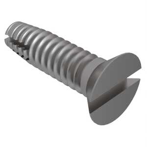 #10 X 1" Long, Flat 82° Head, Type F Thread Cutting Screw, Slotted, 410 Stainless Steel, Passivated