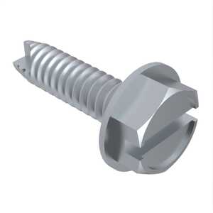 #10 X 5/8" Long, Indented Hex Washer Head, Type 23 Thread Cutting Screw, Slotted, Steel, Zinc Clear Trivalent. Specification - ASME B18.6.3