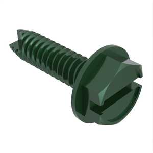 #10 X 3/8" Long, Indented Hex Washer Head, Type 23 Thread Cutting Screw, Slotted, Steel, Zinc Green Trivalent. Specification - ASME B18.6.3