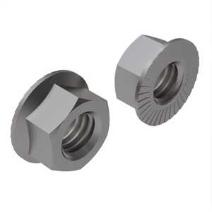1/4" - 20 Serrated Flange Locknut, 7/16" W, 15/64" H, Stainless Steel