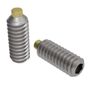 2-56 X 1/8" Long, Soft Brass Tip Point Socket Set Screw, Stainless Steel