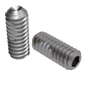 1/2" - 20 X 1" Long, Cup Point, Socket Set Screw. Hex Drive, Stainless Steel. Nylon Patch, 250° F