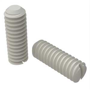 Essentra 1"-8 Slotted Headless Set Screw, Flat Point, 5/8" L, Nylon, Natural