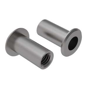 Flat Head Blind Rivet Nut, 1/2"-13 Thread Size, 5/8" Body Dia., .150 - .250" Grip Range, Keyless Open End, 430 Stainless Steel, Passivated