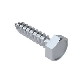 #10 X 1" Long, Indented Hex Head, Type A Tapping Screw, Steel, Zinc Clear Trivalent, Commercial