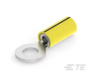 PIDG Closed Ring Terminal, 12 – 10 AWG, 1/4", M6 Stud, Closed Barrel, Straight, Tin Plating, Partially Insulated