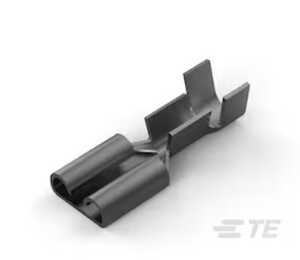 AMP Quick Disconnect Receptacle, Style A, Uninsulated, 18-14 AWG, 6.35 mm x .81 mm Tab Size, F-Crimp, 19.18 mm L, Brass, Tin Plated, Faston 250, 11000/Reel, Strip Form