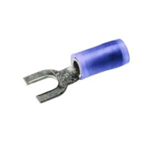 Burndy Nylon Insulated Fork Terminal, 16 - 14 AWG, #8 - #10 Stud.