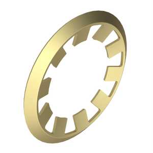 Rotor Clip External Axial Grip Ring, 10 Prongs, .432" - .442" Shaft Dia, Steel, Zinc Yellow DiChromate