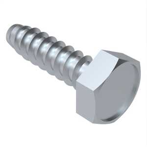 #10 X 1" Long, Hex Head, Type B Tapping Screw, Steel, Zinc Clear Trivalent, Commercial